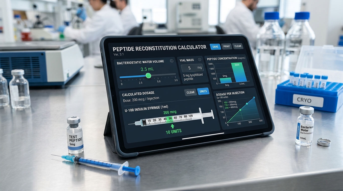 Peptide Calculator digital tablet verification